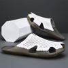 Fashion Quick Dry Men's Leather Slides Comfortable Male Slippers Anti-Slip Outdoor Half Drag Handmade Hollow Out Sandals Man Flip Flops