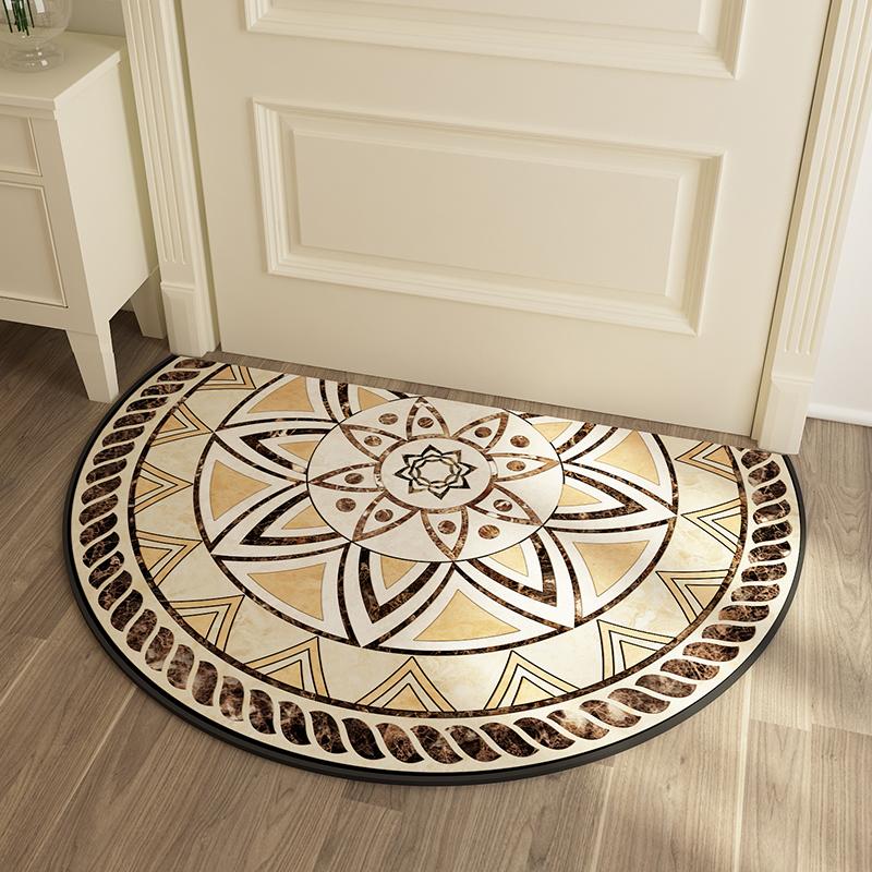 Thick Ethnic Floral Entrance Doormat Non Slip Door Floor Mat Indoor Half Round Welcome Mats Bathroom Carpet Kitchen Area Rugs