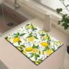 Lemon Fruits Coffee Mat Absorbent Dish Drying Mat for Kitchen Counter Rubber Backed Coffee Bar Fit Under Espresso Machine