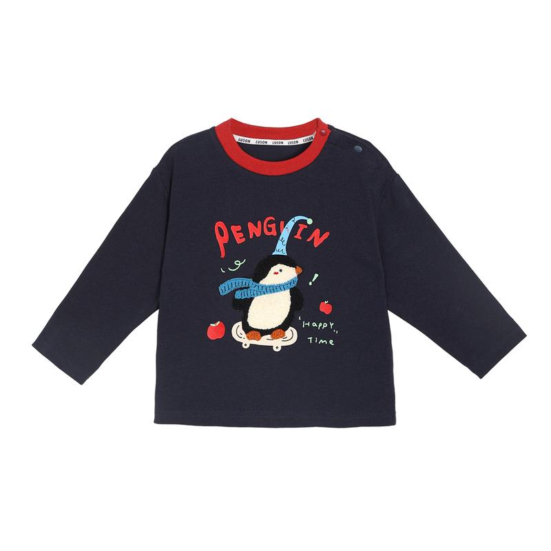 LUSON Baby Boys  Pure Cotton Embroidered Long-Sleeve T-Shirt 120