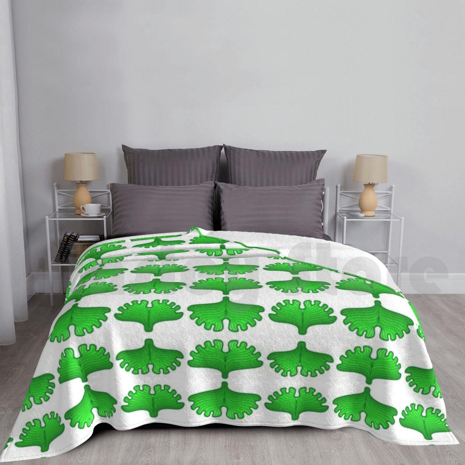 Ginkgo Biloba Leaf Stylized Pattern Blanket Fashion Custom Ginkgo Leaf Ginkgo Biloba Tea Leaf Size: 75*100cm, Weight: 230 GSM