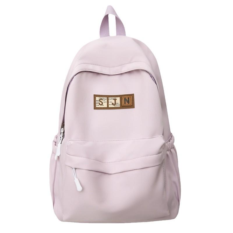 Schoolbag New Large Capacity Solid Color Backpack Middle School Student School Bag High Value Fashion Casual Lightweight Backpack Female
