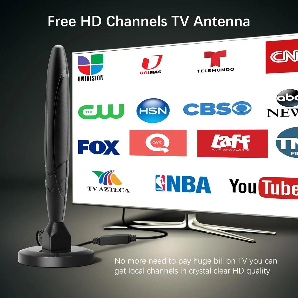 Yüksek Performanslı İç Mekan Dijital HD TV Anteni 5600 Mil Uzun Menzilli Sinyal Güçlendirici 4K 1080P Amplifikatör Ücretsiz Görünüm ATSC/DVB-T/ISDB
