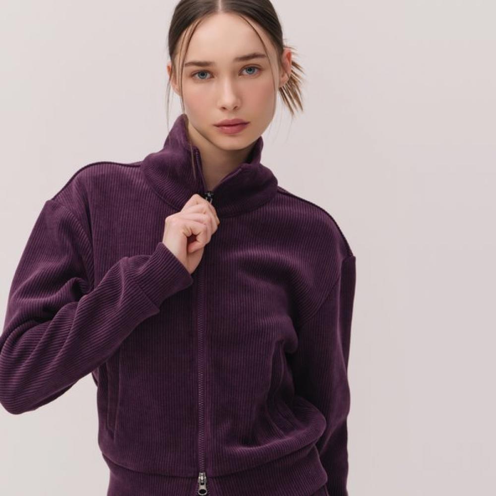 

Huit Big Ribbed Velvet Crop Zip Up Jumper Htwjp5l04t PU/M