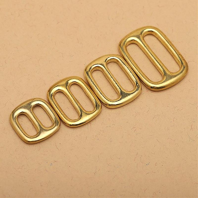 Solid Brass Tri Glides Slide Buckle Rectangle/Square Adjuster Buckle For Leather Craft Bag Shoulder Strap Belt Webbing