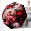 Blumenarrangement Pfingstrosen Thema 8 Knochen Hand Automatisches Faltschirm, Kompaktes und Tragbares Design, Ein Perfektes Geschenk für Geburtstag, Weihnachten
