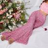 Women Casual Pants Elastic High Waisted Wide Leg Trousers Sparkling Leisure Design Sequin Parties Vacation Streetwear Soft