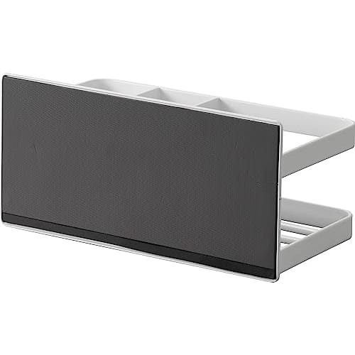 Yamazaki Magnetic Sponge & Bottle Rack, White, Approx. W16.5 X D8.5 X H8cm, Tower Sponge Rack, Floating Storage, 3337