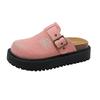 Womens Spring Closed Toe Slippers Suede Leather Clogs Sandals Retro Fashion Garden Mule Slides
