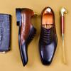 Fashion Quality Men Goodyear Welted Shoes Designer Brand Platform Brogues Dress Genuine Leather Brown Laces Wedding Shoes Size 46