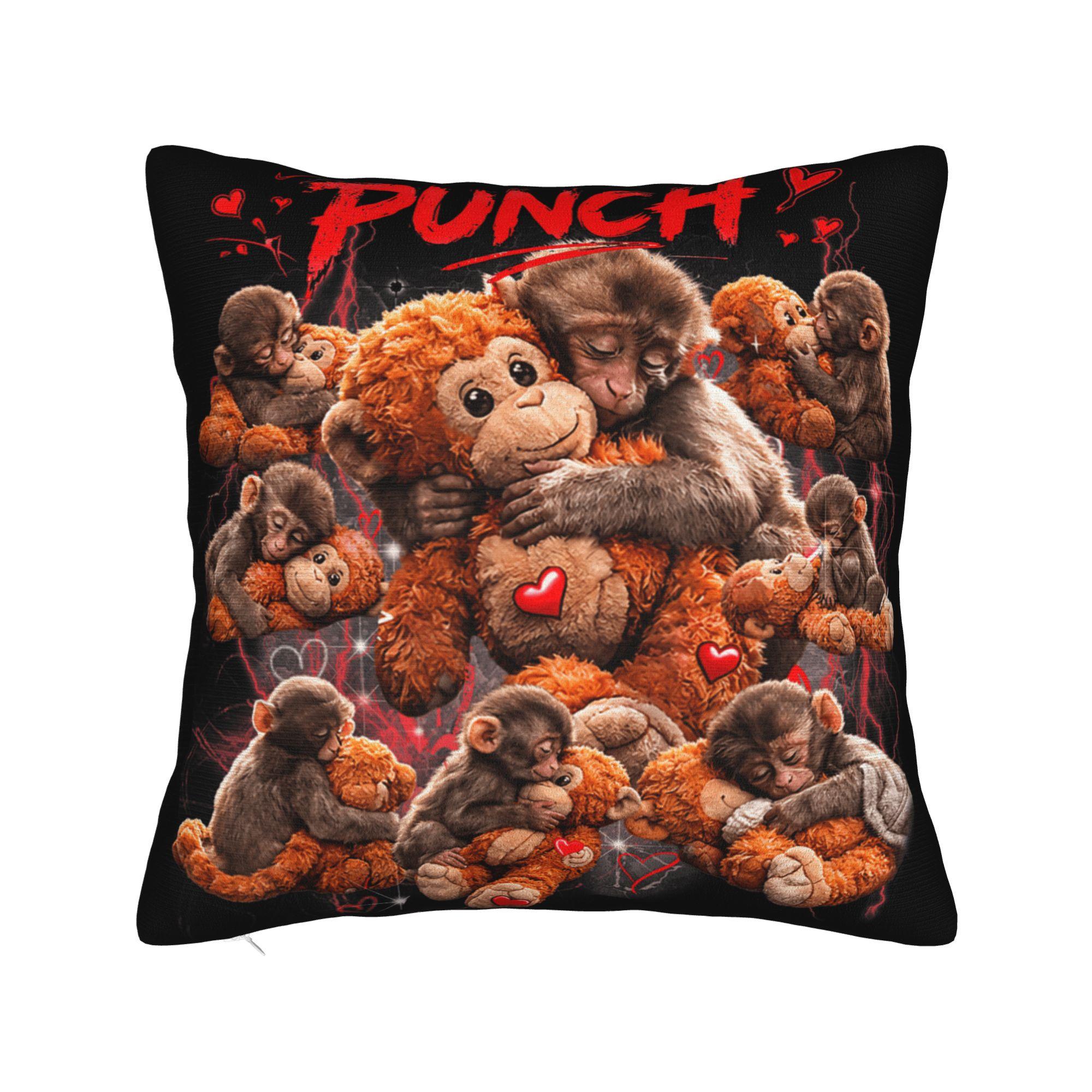 Pillow Cover Cute Monkey Punch Stuffed Buddy Plush Hugging Monkey Punch  Retro Trendy Pillow Case For Car Home Decor Pillowcases 30cmx30cm