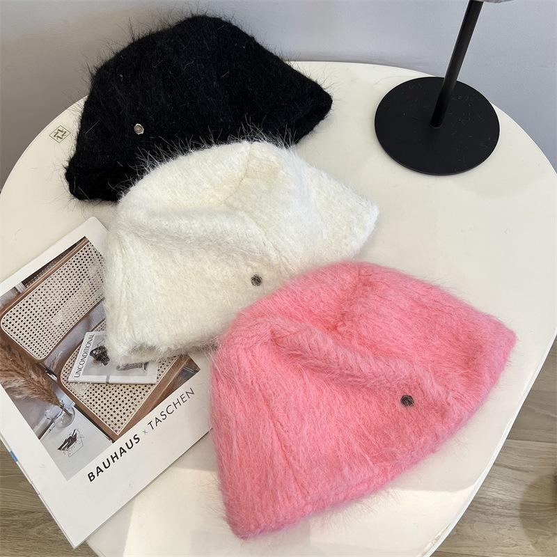 

New straight short lampshade basin hat women s autumn and winter fashion small fresh and fashionable warm and cold hat M（56-58cm） рожевий