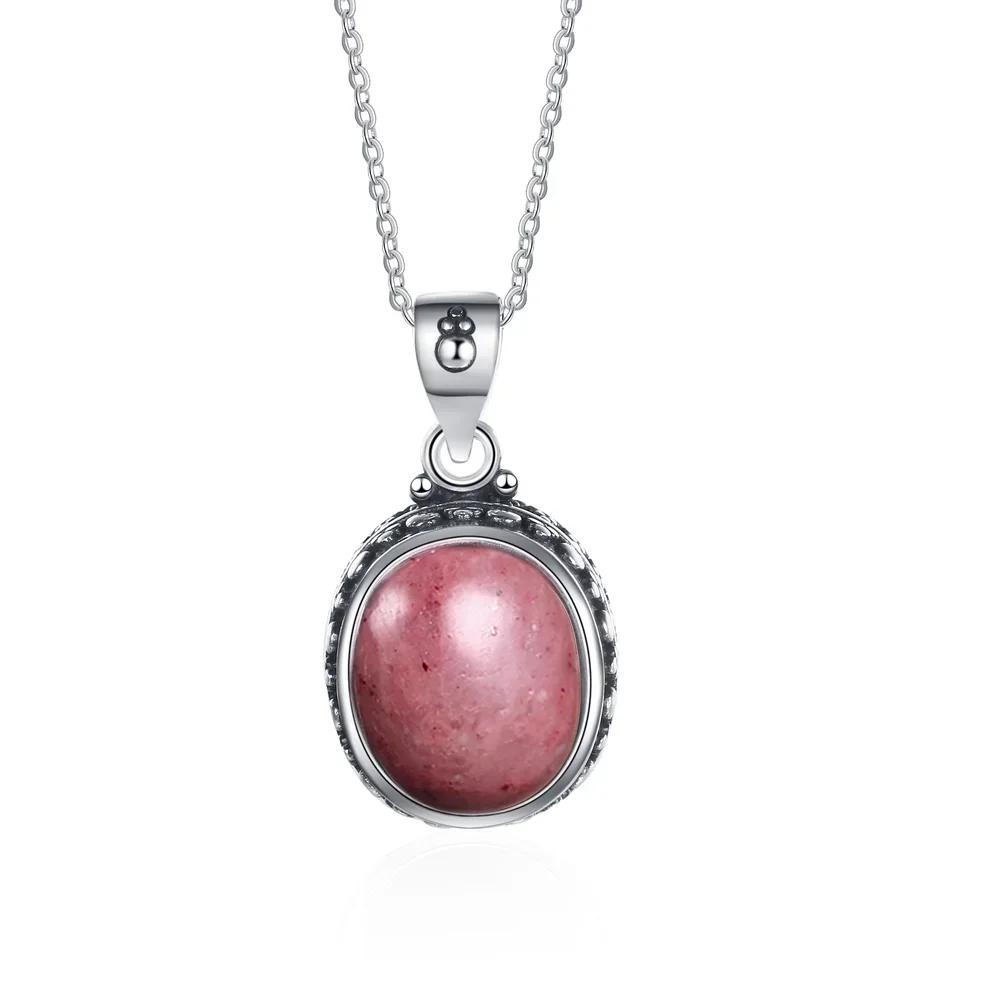 925 Silver Natural Rhodochrosite Pendants Necklace Tiger Eye Necklace Silver Pendants 925 With Chain For Women Men