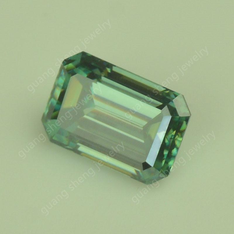 Emerald Cut Deep Green Moissanite Loose Stone 3x5mm 0.3ct