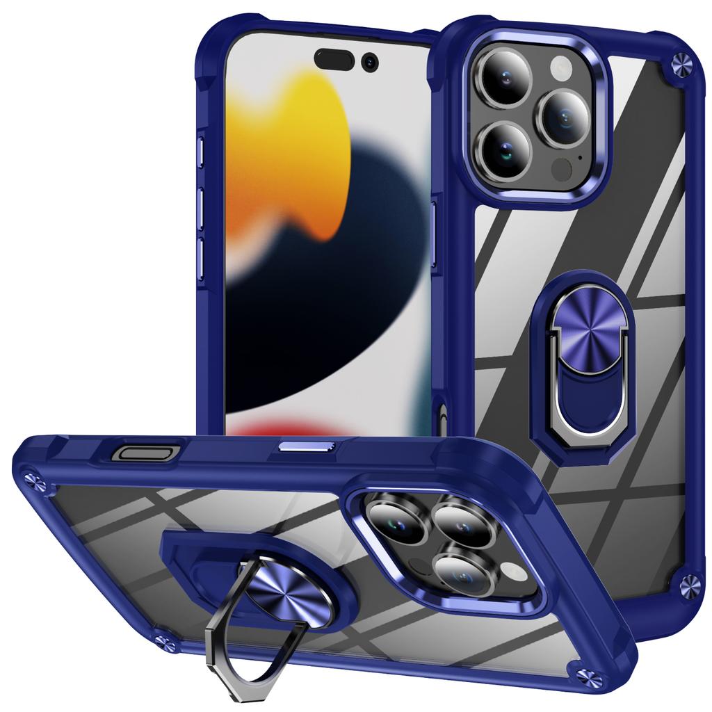 For iPhone 16 Pro Max Case Alloy Lens Frame PC+TPU Kickstand Phone Back Cover