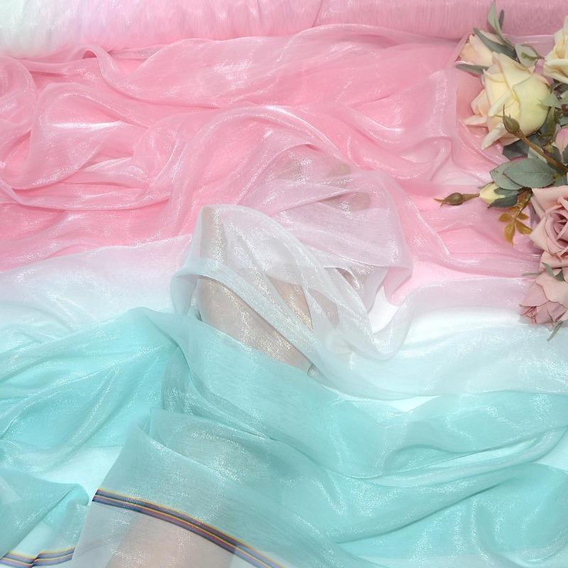 3/5/10m Multicolor Gradient Silk-Crepe Chiffon Fabric for Handmade DIY Sewing Hanfu Apparel Making Wedding Decoration
