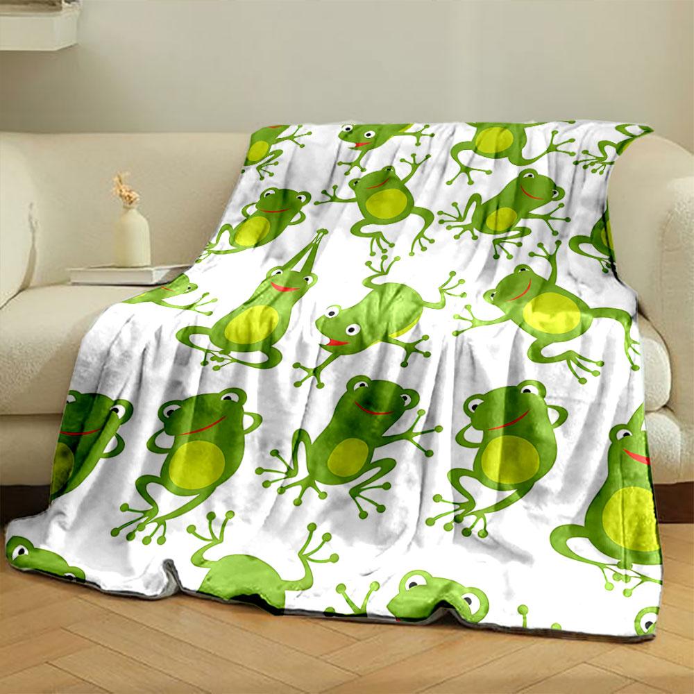 Cute Green Frogs Flannel Blanket bedroom Blanket for Livingroom Couch lunch break Soft throw for Friend's festival Gift