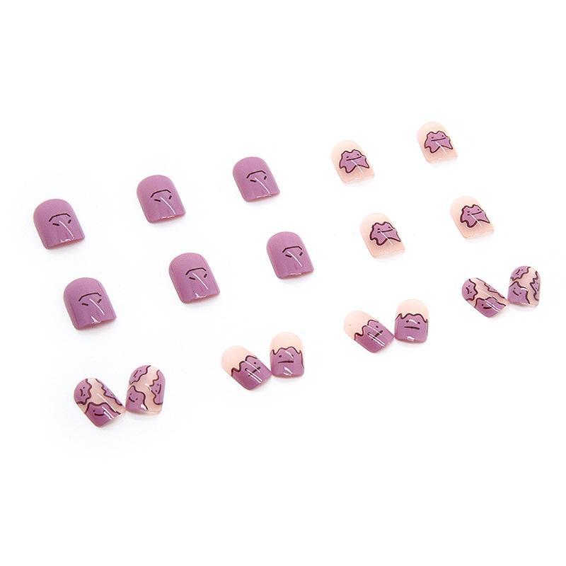 Artificial Nails Cute Smile Funny Nail Pieces Wearable Nail Stickers 24 Pieces