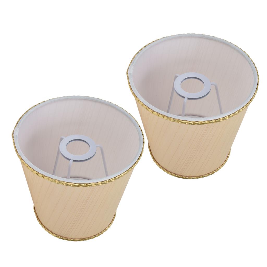 2PCS Small Lamp Shade Fabric Beige Golden Edge Lampshade for E14 Table Chandelier Wall Lamp