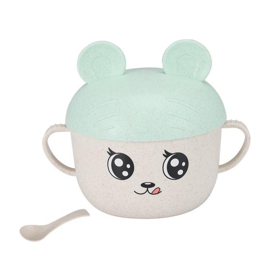 Bol d'alimentation 2 pièces/ensemble 450ML, support de téléphone intelligent, conception Anti-chute, matériau de qualité alimentaire, bol de paille à manger pour bébé pour la maternelle