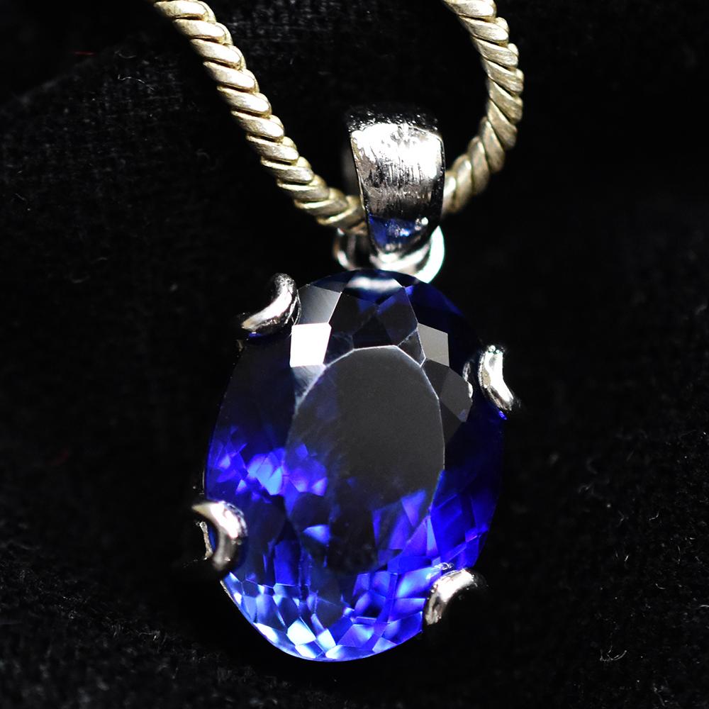 CERTIFIED Oval Blue Tanzanite 20Ct 925 Sterling Silver Natural Pendant Free Gift