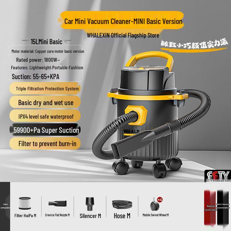 Jingsen High-Suction Dual-Use Vacuum Cleaner for Home, Commercial, Industrial, Grout, and Car Cleaning.