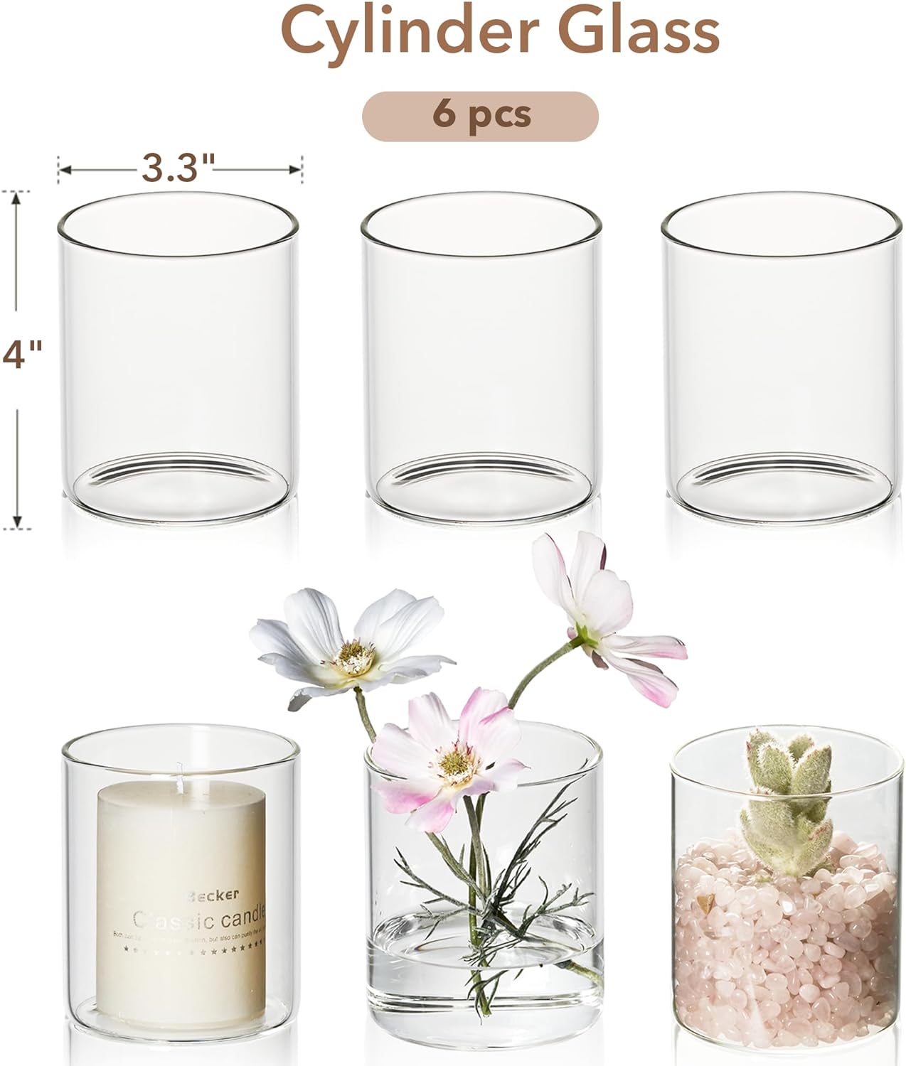 

6 шт. стеклянных подсвечников в форме цилиндра Hurrican, набор плавающих свечей, гидропонная ваза для цветов, экологический резервуар, банка для хранения ювелирных изделий 6pcs set