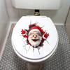 Festive Store Atmosphere Decor Christmas Toilet Sticker, Funny Santa Claus Lid Tank 3D Hole Effect Wall Art Self-Adhesive Waterproof PVC Decal