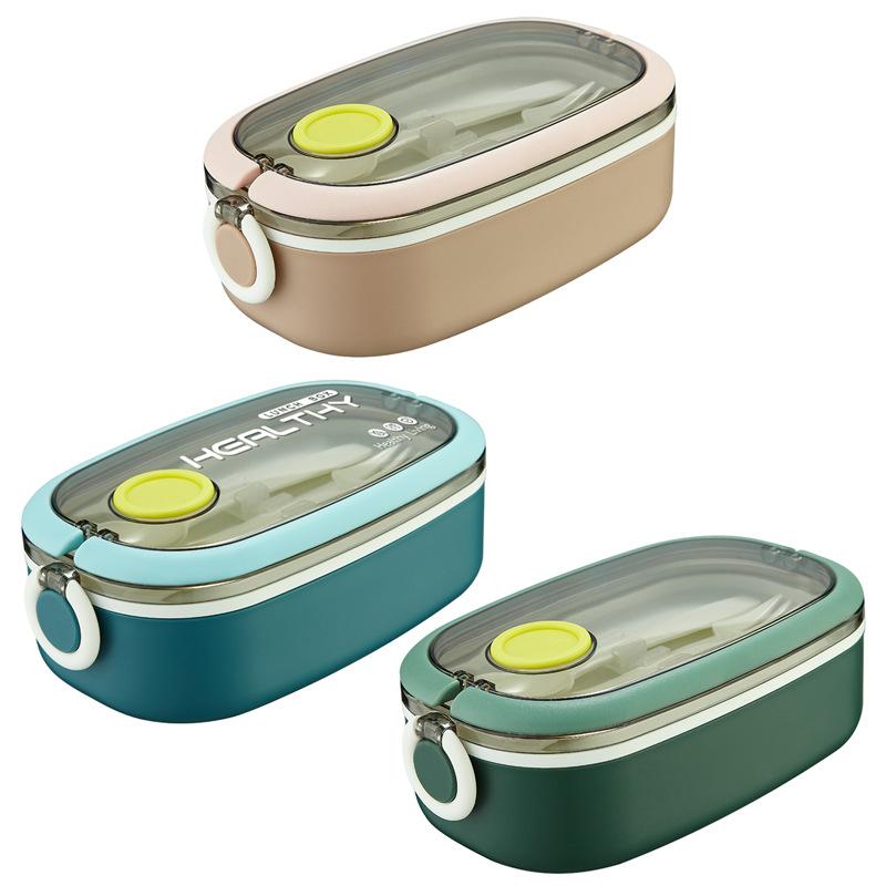 Double Layer Lunch Box Portable Microwave Bento Box Large Capacity Leakproof Food Container with Cutlery Set for Back To School