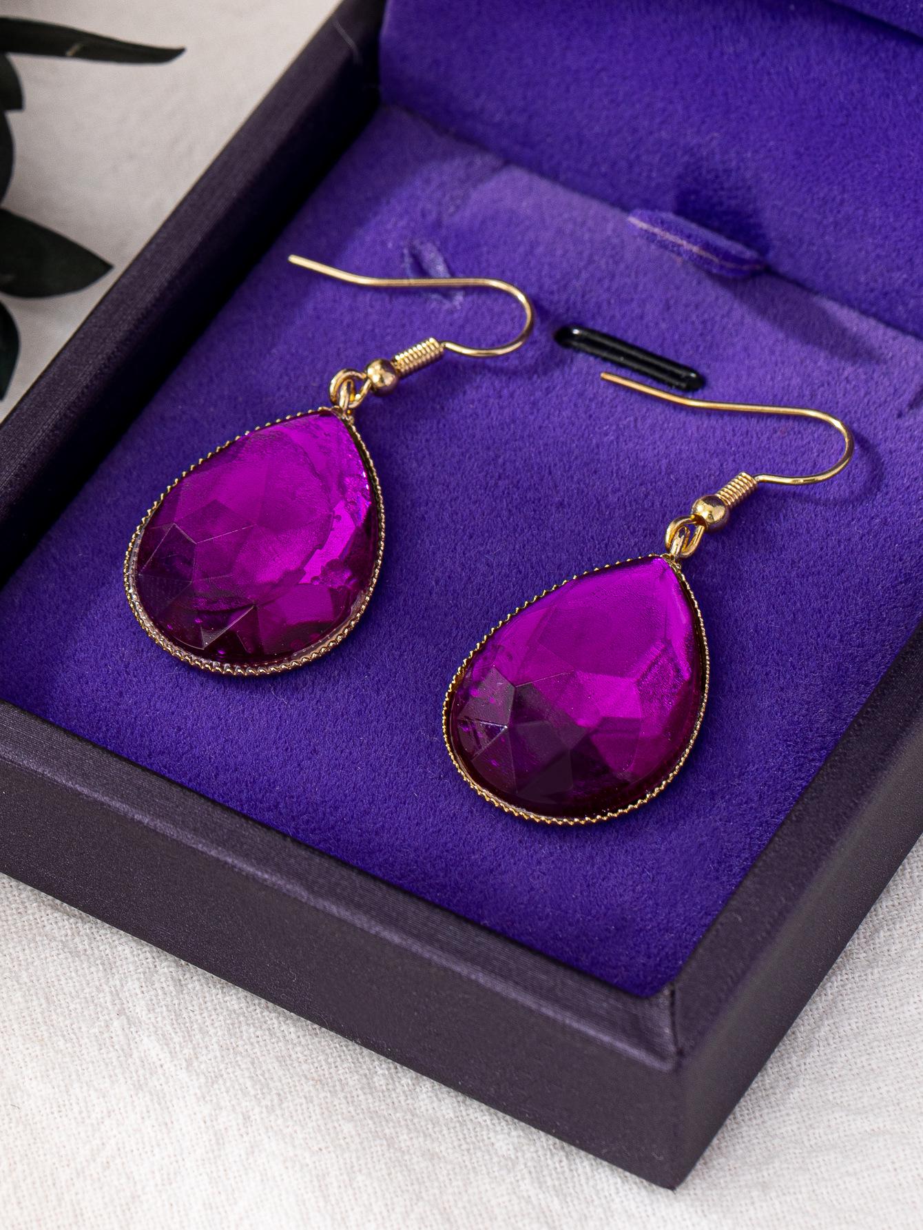 

Элегантные серьги-капли с фиолетовыми драгоценными камнями: Универсальное модное ювелирное украшение в подарок для женщин