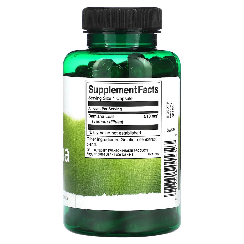 Full Spectrum Damiana, 510Mg, 100 Capsules