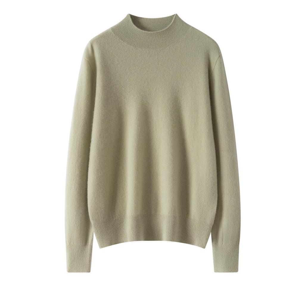Women's Pure Cashmere Long-Sleeve Round Neck Pullover Sweater - Warm, Soft, Solid Color Base Layer