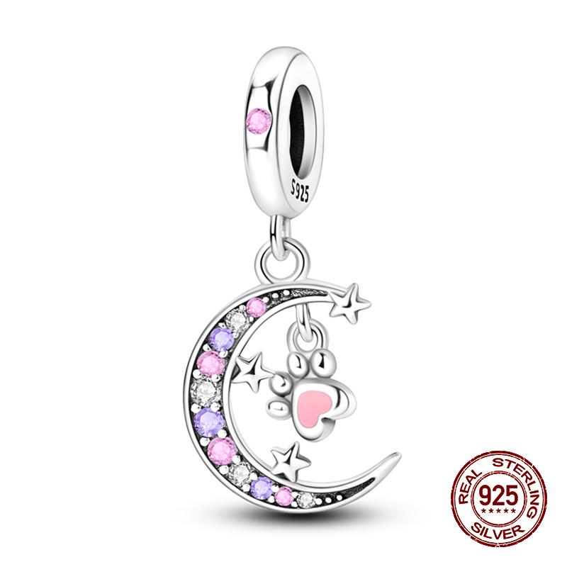 100% Copper Sparkling Cat Moon Sun And Stars Charms Pendants Fit 3Mmoriginal Bracelets Diy Fine Jewelry