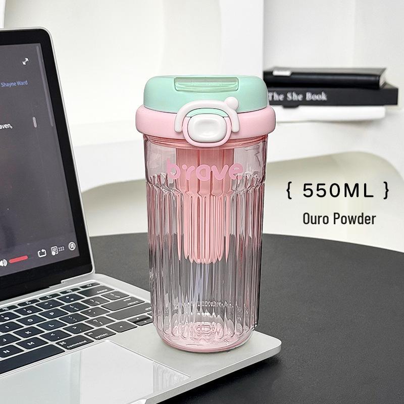 Summer Straw Cup for Girls – Fruit Tea Filter, Portable & Stylish Student Plastic Cup