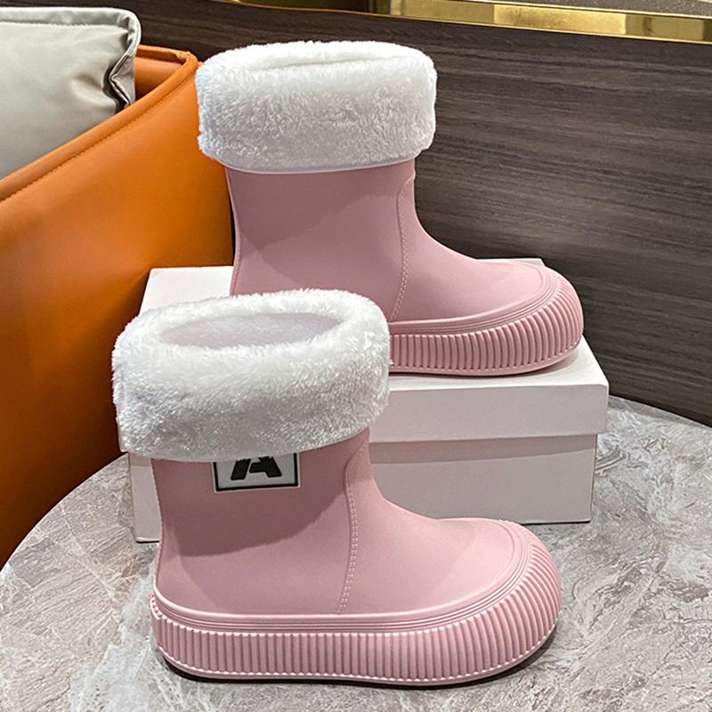 Fashion Winter Mid-tube Beam Mouth Fashion New Women's Rain Boots Fashion Thick Sole Anti Slip Ladies Rain Shoes Outdoor Non-Slip Shoes
