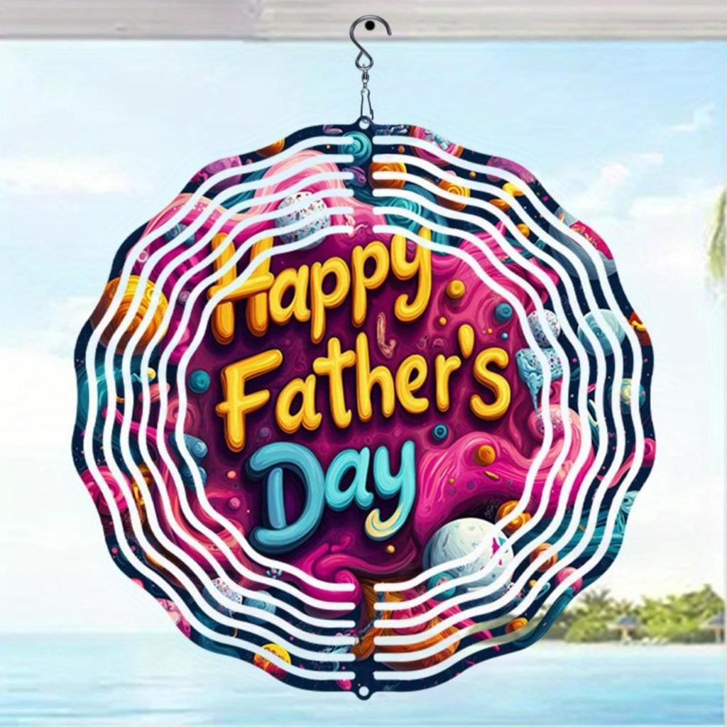 1 Stück Mandala-Windspiel mit Vatertagsthema - Hängende Metalldekoration mit lebhaften Farben, Ganzjahres-Garten- und Innendekoration