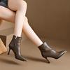 2025 Autumn/Winter Women's Pointed Toe Stiletto Ankle Boots - Comfortable Velvet Lined Leather