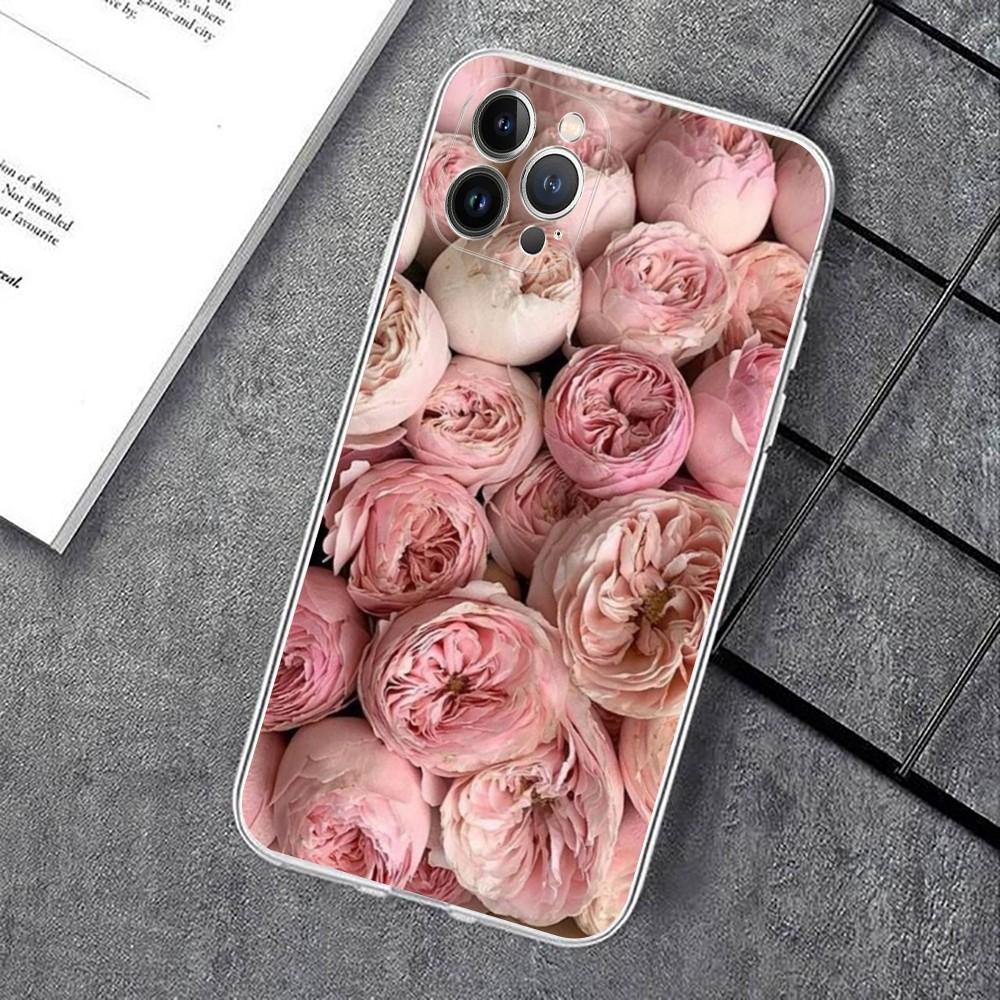 Elegant Pink Purple Peony Phone Case For IPhone 15 14 11 12 13 Mini Pro XS Max Cover 6 7 8 Plus X XR SE 2020 Funda Shell