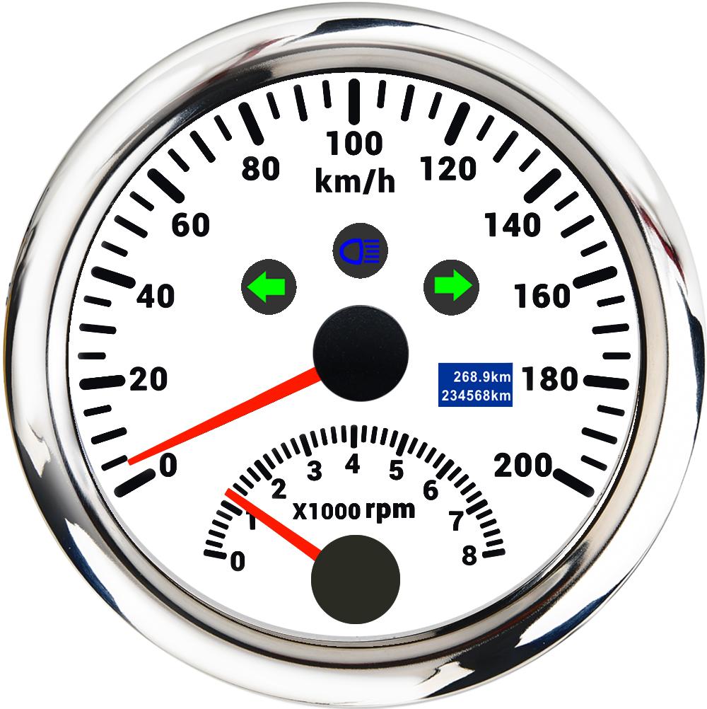 New 85mm Digital Car Truck Boat GPS Speedometer Gauge 0-200KM/H 0-120kmh Speed Meter Tachometer 8000RPM for Car Boat ATV 9-32V