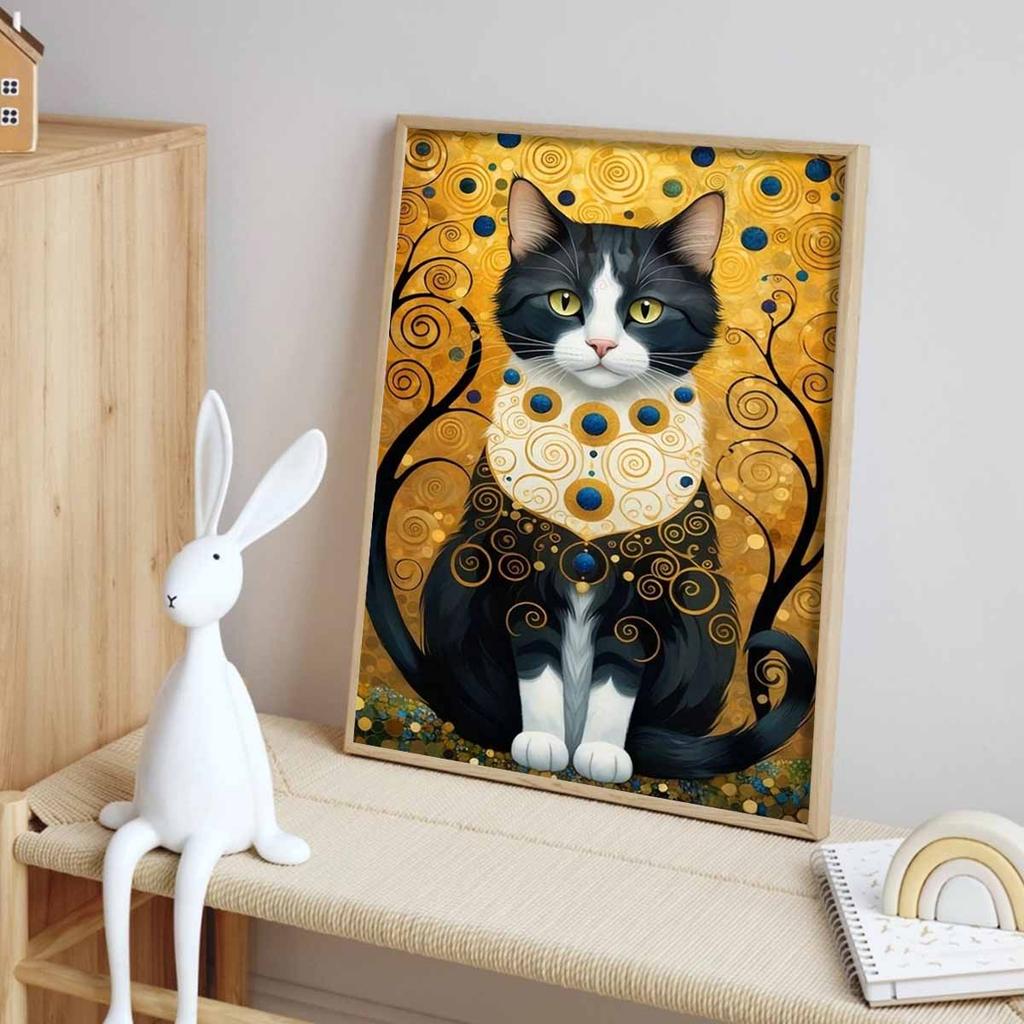 Animal Diamond Painting Painting Kit, 5D Cat Gemstone Diamond Embroidery Craft DIY Artwork Decoration Home Wall Mural