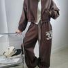 C S In The Room Women S fleeCe letterIng Color bloCk Wide pantS 3Color
