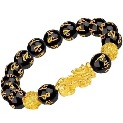 Bracciale Tradizionale Cinese in Lega per Attirare la Ricchezza Braccialetto da Mano Elastico con Perline alla Moda Amuleto Portafortuna Braccialetto da Polso