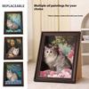 Iris Oil Painting Cat Bed with Replaceable 3D Frame Cat Scratching Board Creative Pet House Scratcher for Cats