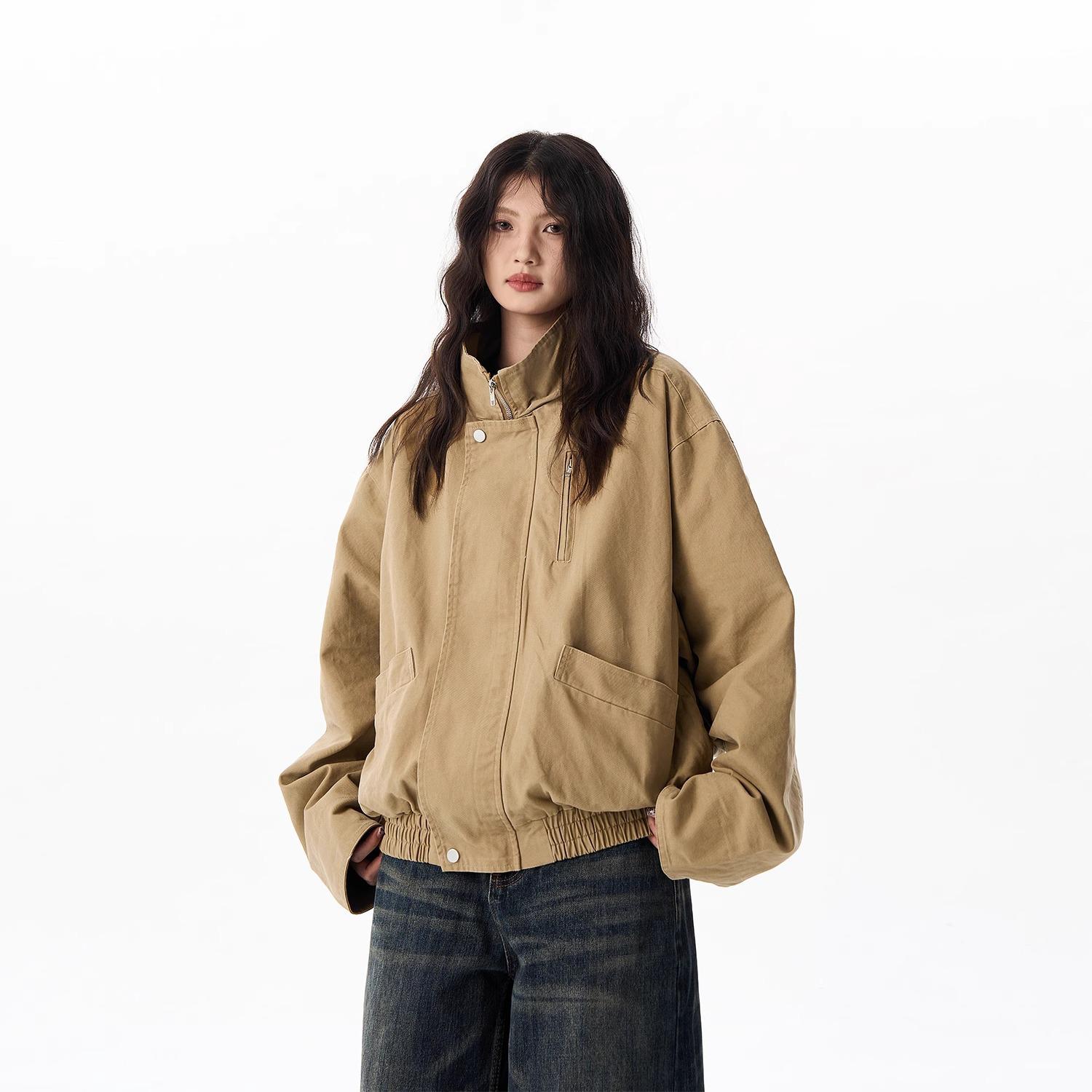 

Женская куртка в стиле ретро - Весна/Осень 2025, Трендовая, Повседневная верхняя одежда высокого класса 2XL хаки