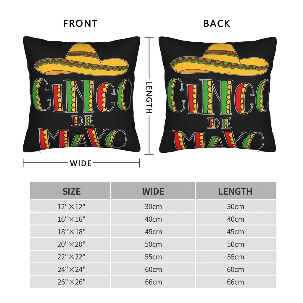 Federa per Cuscino Decorativa Merchandising Cinco De Mayo Copricuscino da Divano Copertura con Zip Multimisura