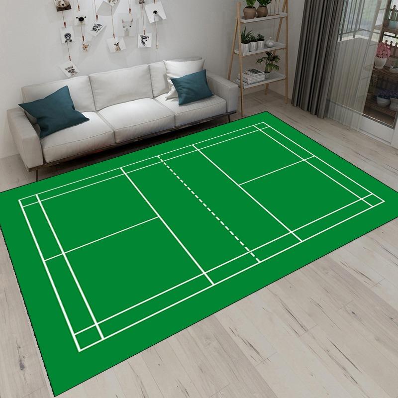 Sports Court Style Area Rug Collection Tennis Court Pattern Floor Mat For Game Room Sports Enthusiast Home Decor