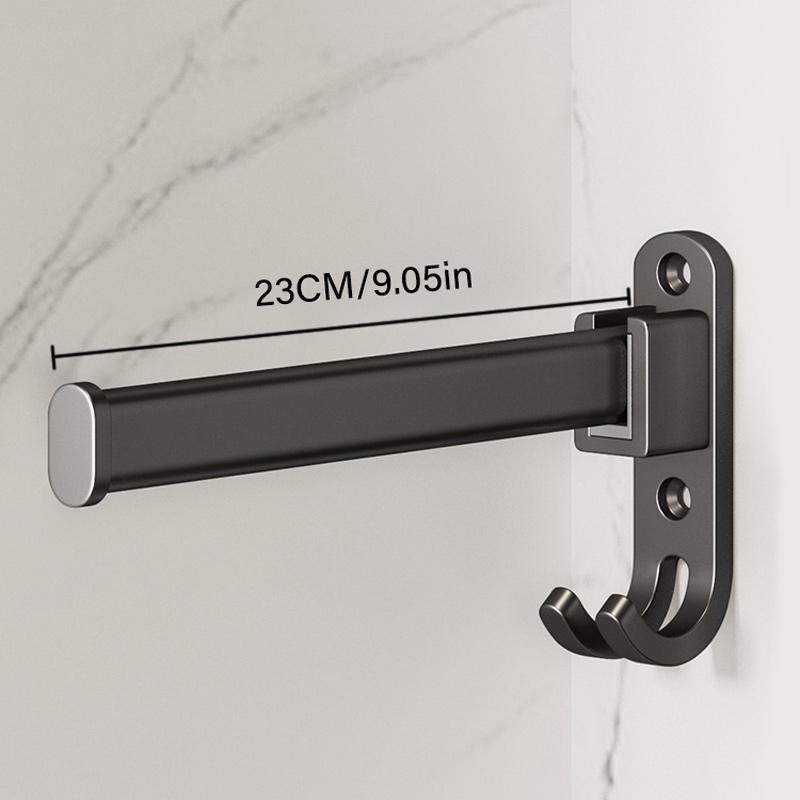 

Towel Bar Folding Holder with Hook Wall Mount Bathroom Towel Holder Aluminum Alloy Storage Rack Bathroom Accessories