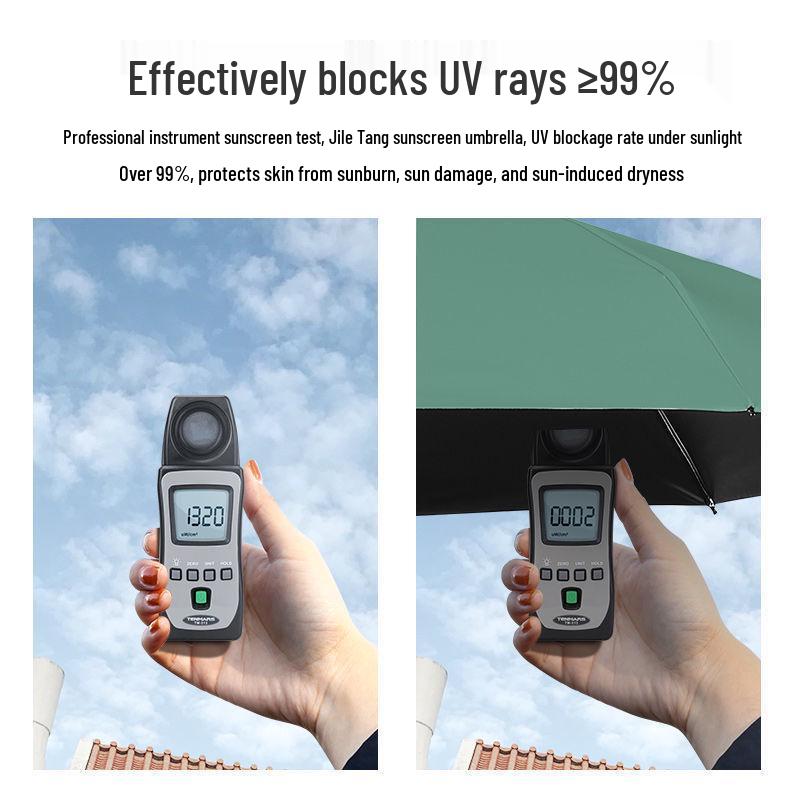 Women's Compact Capsule Umbrella: Portable Sunshade & Rain Protection, Anti-UV, Mini Five-Fold Design, Dual-Use for Sun & Rain.