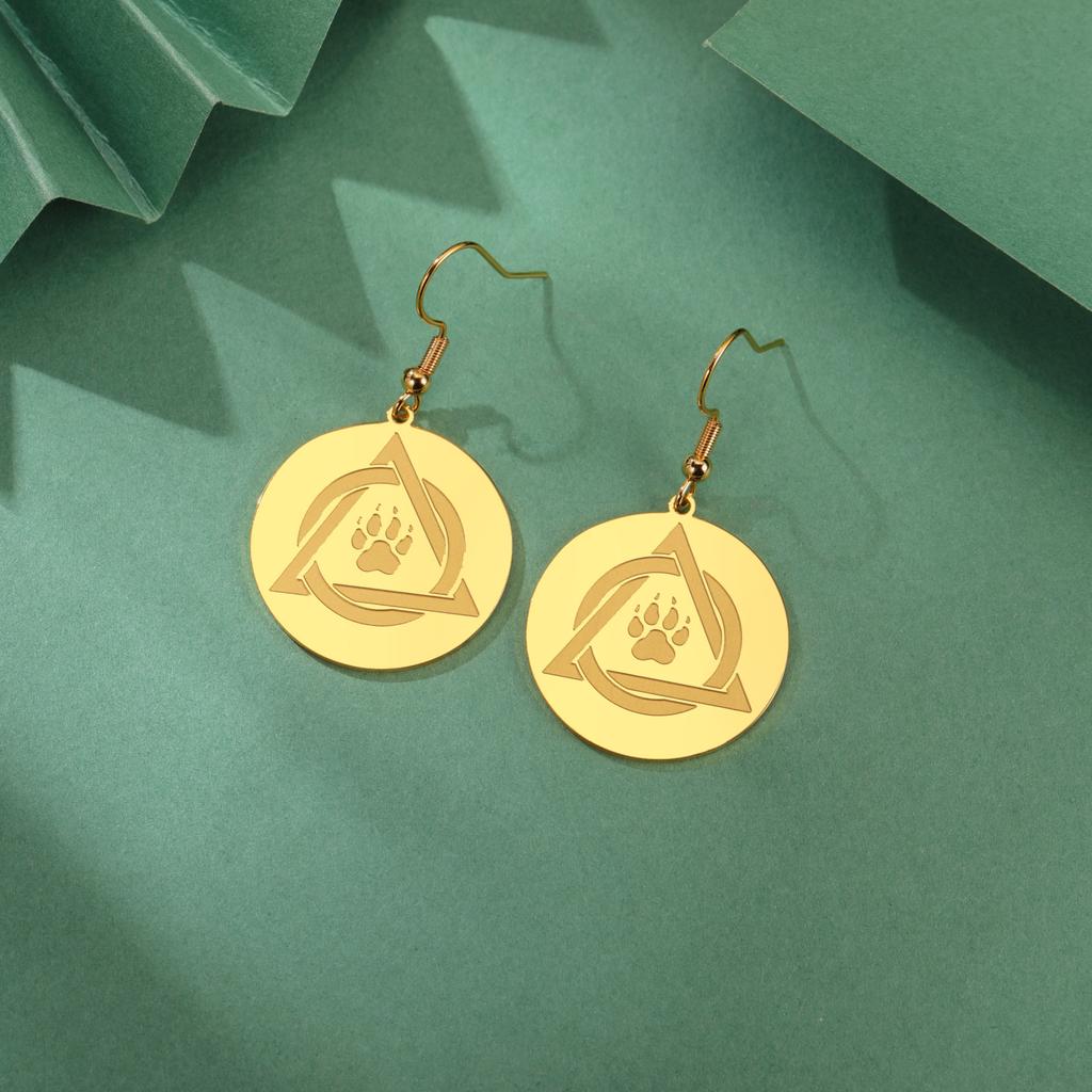 LIKGREAT Wolf Claw Earrings for Women Stainless Steel Therian Medallion Pendant Drop Earring Jewelry Gift Wholesale