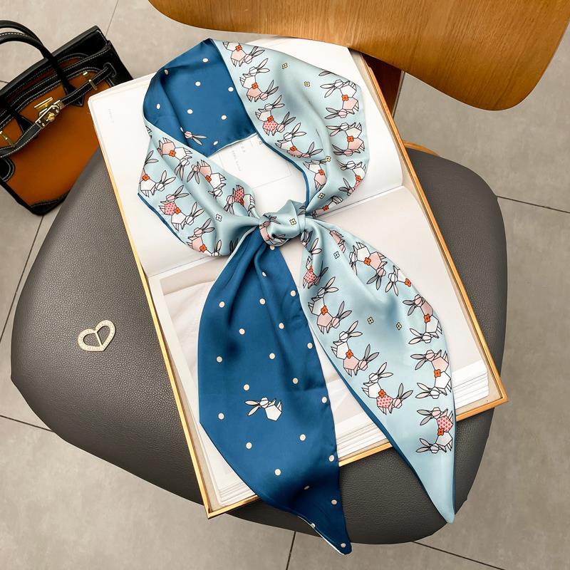 Luxury Long Silk Scarf Female Floarl Print Thin Narrow Scarf Bag Hair Band Ribbon Scarfs Women Neckerchief 15*150cm